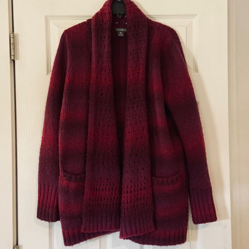 Eddie Bauer wool blend open front knit cardigan size medium